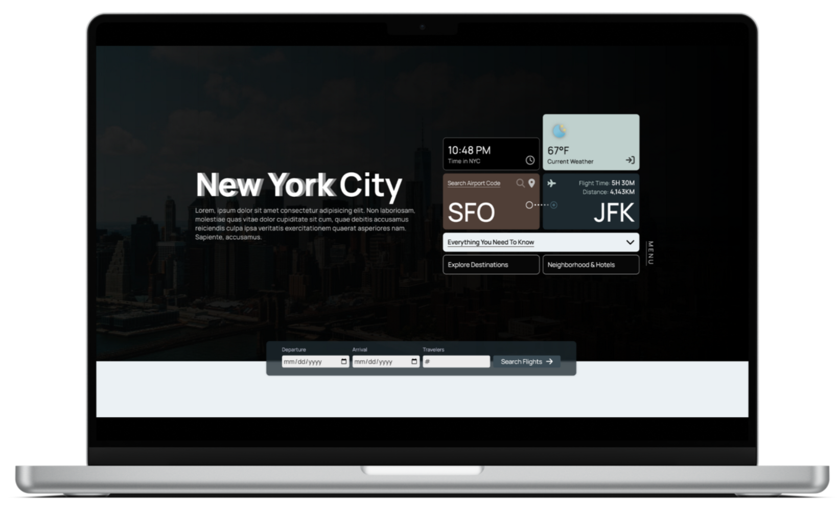 screenshot of virtual NYC travel landing page